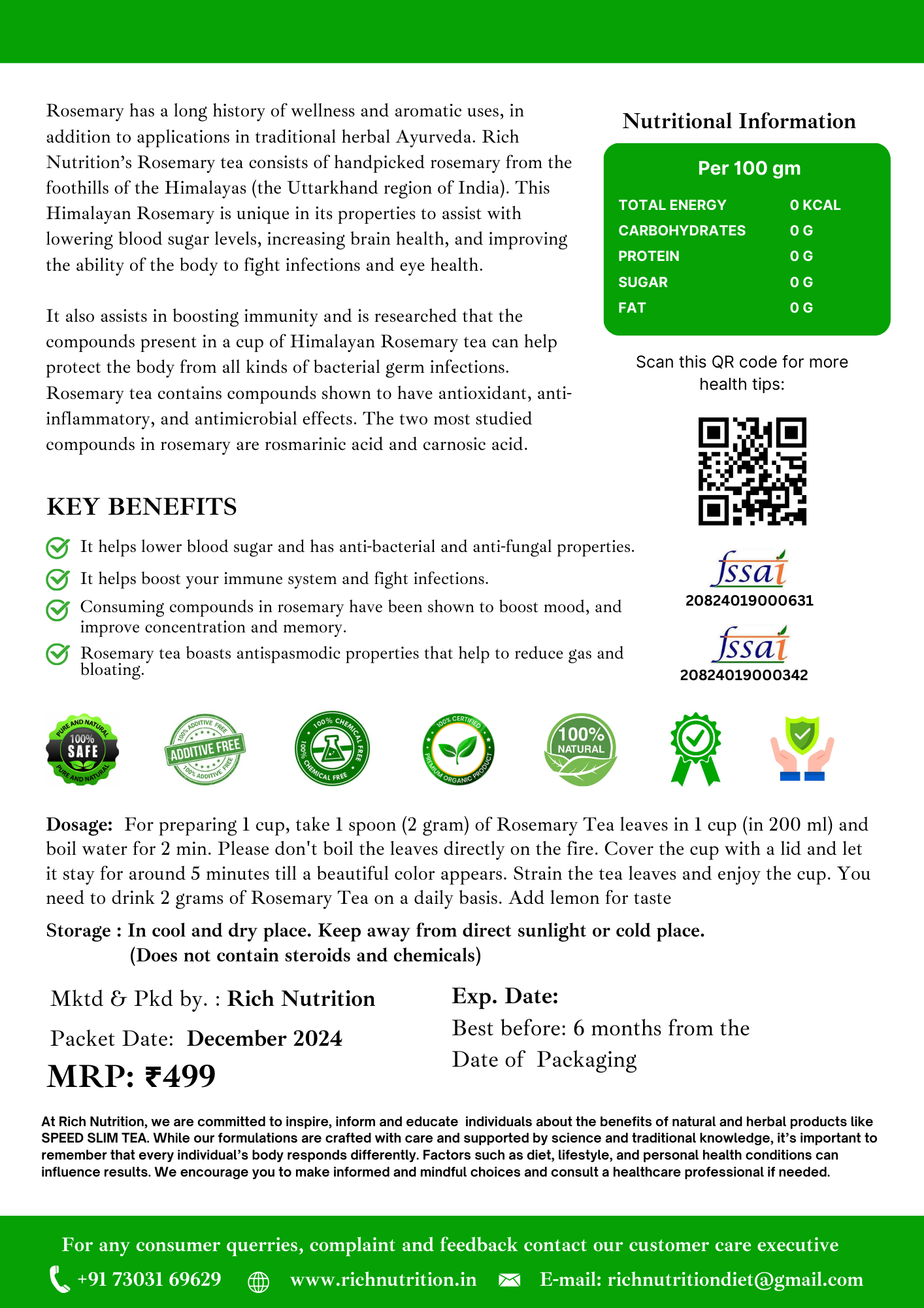 Rosemary Tea - Helps with Blood Sugar, Brain & Eye Health