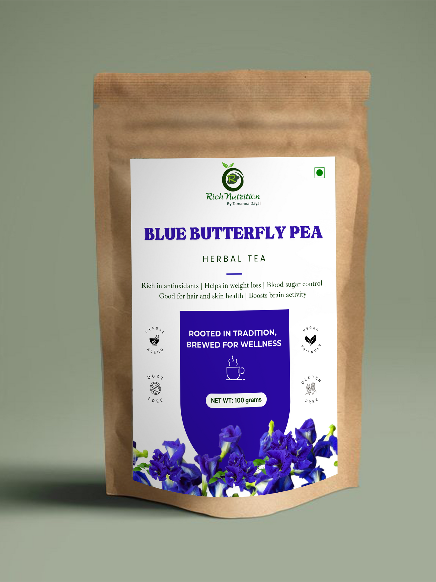 Blue Butterfly Pea Tea - For Skin Glow, Hair Growth, Eyesight | 40 grams