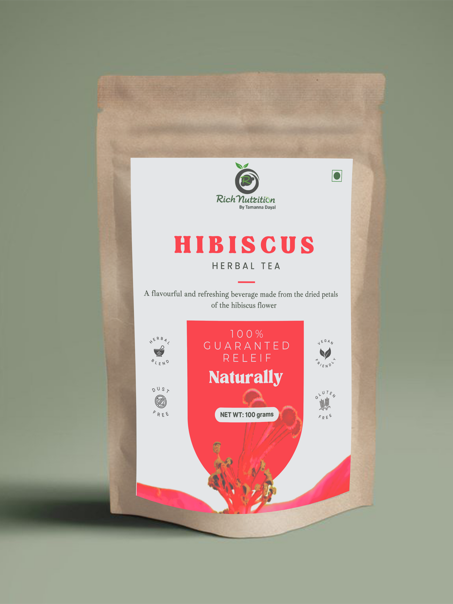 Hibiscus Tea- 40 Grams | Premium Hibiscus Tea Leaves | 100% Natural Hibiscus Flower Herbal Tea Whole Leaf | Hibiscus Loose Tea | Use For Iced Tea | Improve Digestion